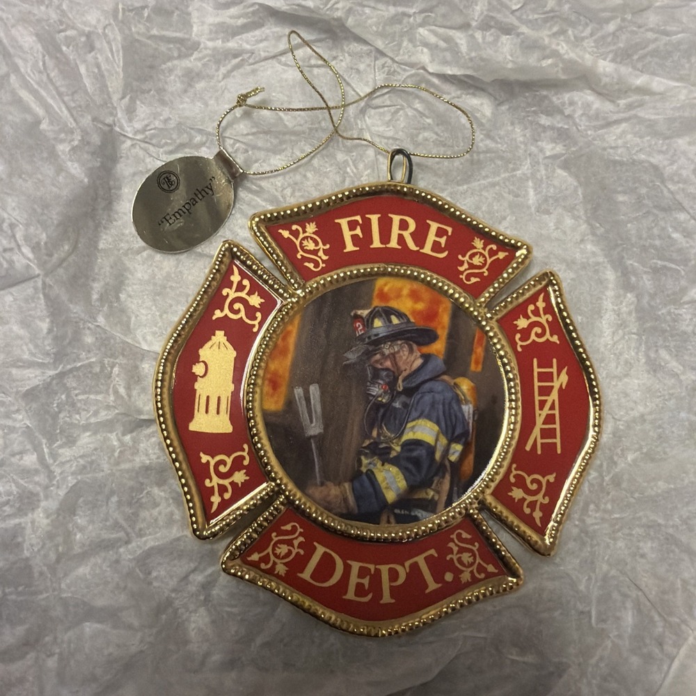 Bradford Exchange Empathy Fire Department Porcelain Christmas Ornament Vintage